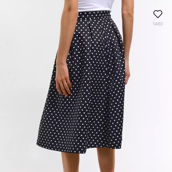 NWT Nine West Midi Skirt 100% silk Black White Polka Dot Flowy Lined Sz 14 - Picture 3 of 13